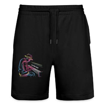 Jazz Vibes Only Piano Art - Stanley/Stella Trainer Unisex Organic Jogging Shorts - black - Front - Nik (191cm) & Marisol (170cm)