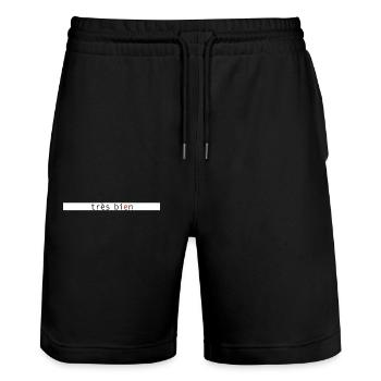 Très Bien French Phrase Design - Stanley/Stella Unisex Bio Joggingshorts Trainer  - Schwarz - Vorne - Nik (191cm) & Marisol (170cm)