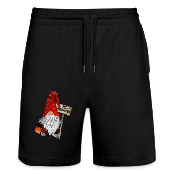 PC Wichtel Weihnachtsgnom - Stanley/Stella Unisex Bio Joggingshorts Trainer  - Schwarz - Vorne - Nik (191cm) & Marisol (170cm)