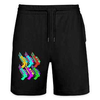 Wasserpistole - Stanley/Stella Unisex Bio Joggingshorts Trainer  - Schwarz - Vorne - Nik (191cm) & Marisol (170cm)