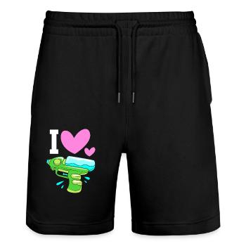 Wasserpistole - Stanley/Stella Unisex Bio Joggingshorts Trainer  - Schwarz - Vorne - Nik (191cm) & Marisol (170cm)