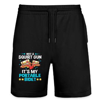 Water pistol - Stanley/Stella Trainer Unisex Organic Jogging Shorts - black - Front - Nik (191cm) & Marisol (170cm)