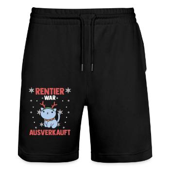 Cat Reindeer a été vendu Noël - Short de jogging bio TRAINER Stanley/Stella unisexe - noir - Devant - Nik (191cm) & Marisol (170cm)