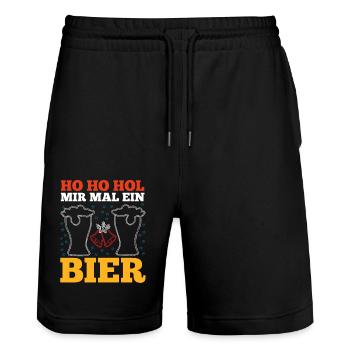 Christmas Ho Ho Get Me A Beer - Stanley/Stella Trainer Unisex Organic Jogging Shorts - black - Front - Nik (191cm) & Marisol (170cm)