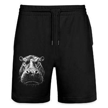 Hippopotamus Portrait Hippopotamus Wildlife Animal - Stanley/Stella Trainer Unisex Organic Jogging Shorts - black - Front - Nik (191cm) & Marisol (170cm)