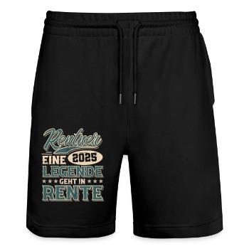 Rentner 2025 - Stanley/Stella Unisex Bio Joggingshorts Trainer  - Schwarz - Vorne - Nik (191cm) & Marisol (170cm)