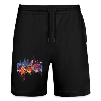 Graudenz - Stanley/Stella Unisex Bio Joggingshorts Trainer  - Schwarz - Vorne - Nik (191cm) & Marisol (170cm)
