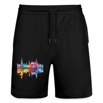 Inowrocław - Stanley/Stella Unisex Bio Joggingshorts Trainer  - Schwarz - Vorne - Nik (191cm) & Marisol (170cm)