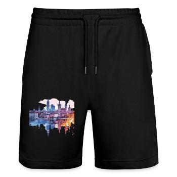 Kalisz - Stanley/Stella Unisex Bio Joggingshorts Trainer  - Schwarz - Vorne - Nik (191cm) & Marisol (170cm)
