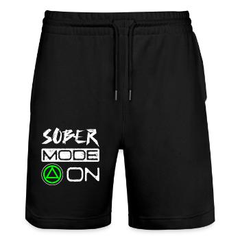 Sobriety Sober mode on - Stanley/Stella Unisex Bio Joggingshorts Trainer  - Schwarz - Vorne - Nik (191cm) & Marisol (170cm)