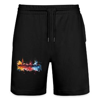 Tarnów - Stanley/Stella Unisex Bio Joggingshorts Trainer  - Schwarz - Vorne - Nik (191cm) & Marisol (170cm)