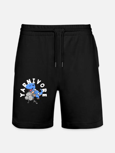 Knitting Dinosaur Yarnivore Fun - Stanley/Stella Trainer Unisex Organic Jogging Shorts - black