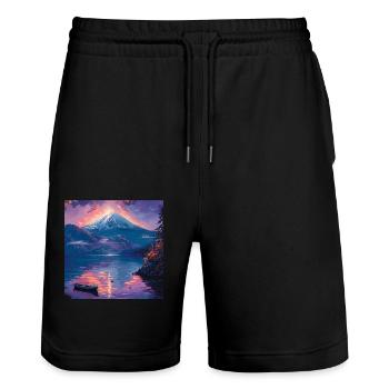 Japan - Stanley/Stella Unisex Bio Joggingshorts Trainer  - Schwarz - Vorne - Nik (191cm) & Marisol (170cm)