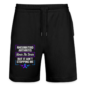 Rheumatism Arthritis - Stanley/Stella Trainer Unisex Organic Jogging Shorts - black - Front - Nik (191cm) & Marisol (170cm)