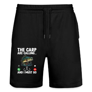 The Carp Are Calling And I Must Go Fishing Fisherm - Stanley/Stella Trainer Unisex Organic Jogging Shorts - black - Front - Nik (191cm) & Marisol (170cm)