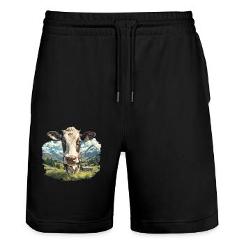 Vaches Vache - Short de jogging bio TRAINER Stanley/Stella unisexe - noir - Devant - Nik (191cm) & Marisol (170cm)
