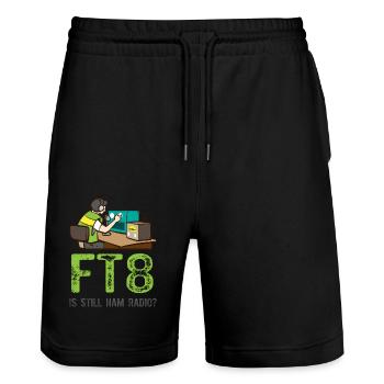 Amateur Radio FT8 Is Still Ham Radio - Stanley/Stella Trainer Unisex Organic Jogging Shorts - black - Front - Nik (191cm) & Marisol (170cm)