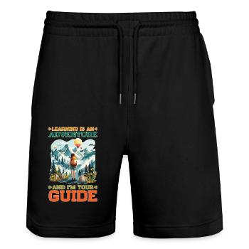 Learning Is An Adventure And I'm Your Guide - Stanley/Stella Unisex Bio Joggingshorts Trainer  - Schwarz - Vorne - Nik (191cm) & Marisol (170cm)