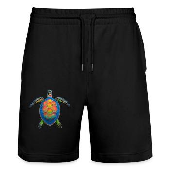 Sea Turtle Lover Motif Wildlife Safari - Stanley/Stella Trainer Unisex Organic Jogging Shorts - black - Front - Nik (191cm) & Marisol (170cm)