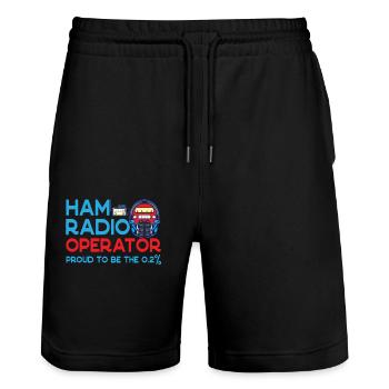 Amateur fier d’être le 0,2% de radio amateur - Short de jogging bio TRAINER Stanley/Stella unisexe - noir - Devant - Nik (191cm) & Marisol (170cm)