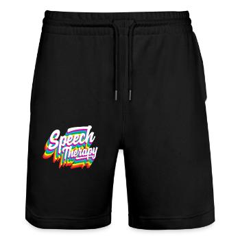 Sprachtherapeut Regenbogen Design - Stanley/Stella Unisex Bio Joggingshorts Trainer  - Schwarz - Vorne - Nik (191cm) & Marisol (170cm)