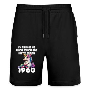 Edition Limitée 1960 Anniversaire 1960 Naissance - Short de jogging bio TRAINER Stanley/Stella unisexe - noir - Devant - Nik (191cm) & Marisol (170cm)