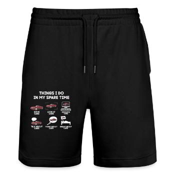 Was Ich In Meiner Freizeit Mache: Autos Fahren, - Stanley/Stella Unisex Bio Joggingshorts Trainer  - Schwarz - Vorne - Nik (191cm) & Marisol (170cm)