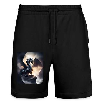 dark shadow dragon - Stanley/Stella Trainer Unisex Organic Jogging Shorts - black - Front - Nik (191cm) & Marisol (170cm)