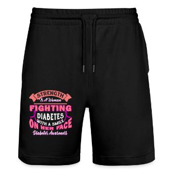Fighting Diabetes With A Smile - Stanley/Stella Trainer Unisex Organic Jogging Shorts - black - Front - Nik (191cm) & Marisol (170cm)