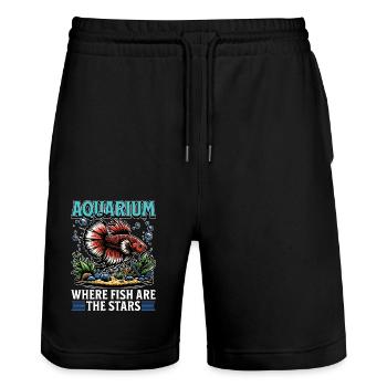 Aquarium Where Fish Are The Stars Fishkeeping - Stanley/Stella Trainer Unisex Organic Jogging Shorts - black - Front - Nik (191cm) & Marisol (170cm)