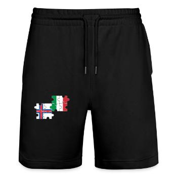 Faroe Islands Italy Flag Italian Faroe Islands - Stanley/Stella Trainer Unisex Organic Jogging Shorts - black - Front - Nik (191cm) & Marisol (170cm)