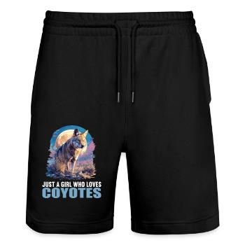 Kojoten Kojote - Stanley/Stella Unisex Bio Joggingshorts Trainer  - Schwarz - Vorne - Nik (191cm) & Marisol (170cm)