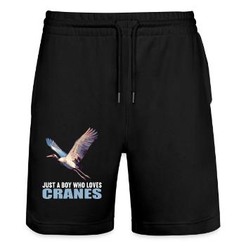 Kraniche Kranich - Stanley/Stella Unisex Bio Joggingshorts Trainer  - Schwarz - Vorne - Nik (191cm) & Marisol (170cm)