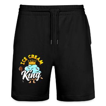 Eiskrem Liebhaber König Krone - Stanley/Stella Unisex Bio Joggingshorts Trainer  - Schwarz - Vorne - Nik (191cm) & Marisol (170cm)