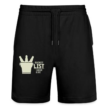 Bucket List Bier Eiskalt Party Spaß für - Stanley/Stella Unisex Bio Joggingshorts Trainer  - Schwarz - Vorne - Nik (191cm) & Marisol (170cm)