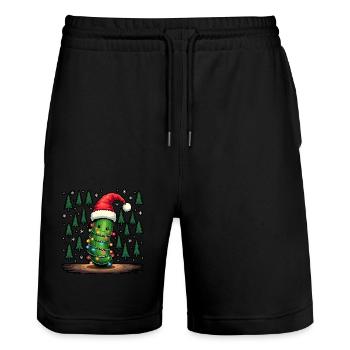Gurke Weihnachtslichter hässlicher Weihnachtsmütze - Stanley/Stella Unisex Bio Joggingshorts Trainer  - Schwarz - Vorne - Nik (191cm) & Marisol (170cm)