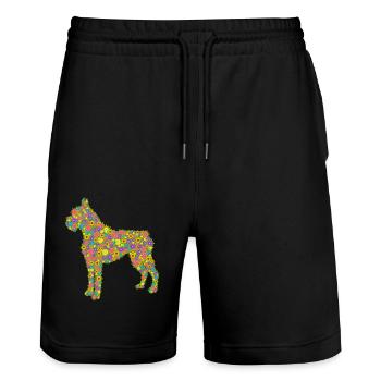 Boxer Dog Flower - Stanley/Stella Trainer Unisex Organic Jogging Shorts - black - Front - Nik (191cm) & Marisol (170cm)