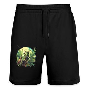 Grillen Grille - Stanley/Stella Unisex Bio Joggingshorts Trainer  - Schwarz - Vorne - Nik (191cm) & Marisol (170cm)