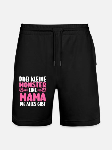 Mama Von 3 Kindern - Stanley/Stella Unisex Bio Joggingshorts Trainer - Schwarz