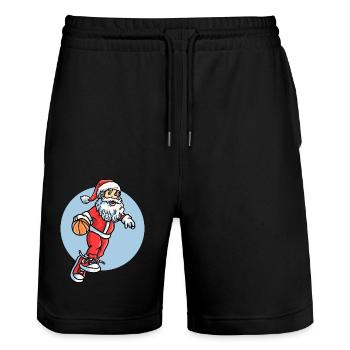 Baller Christmas Santa Claus Basketball - Stanley/Stella Trainer Unisex Organic Jogging Shorts - black - Front - Nik (191cm) & Marisol (170cm)