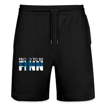 Fier d’être Finn Finlande Drapeau finlandais Finn - Short de jogging bio TRAINER Stanley/Stella unisexe - noir - Devant - Nik (191cm) & Marisol (170cm)