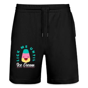 Amateur de crème glacée lèche-moi jusqu’à ce que - Short de jogging bio TRAINER Stanley/Stella unisexe - noir - Devant - Nik (191cm) & Marisol (170cm)