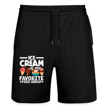 Groupe alimentaire préféré des amateurs de crème glacée - Short de jogging bio TRAINER Stanley/Stella unisexe - noir - Devant - Nik (191cm) & Marisol (170cm)