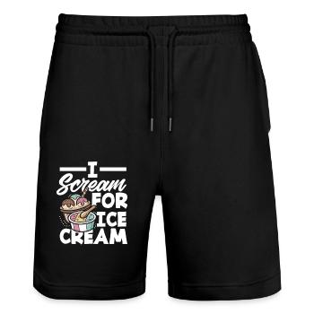 Je crie pour les amateurs de crème glacée Crème glacée - Short de jogging bio TRAINER Stanley/Stella unisexe - noir - Devant - Nik (191cm) & Marisol (170cm)