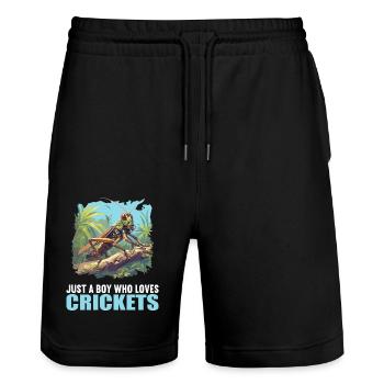 Grillen Grille - Stanley/Stella Unisex Bio Joggingshorts Trainer  - Schwarz - Vorne - Nik (191cm) & Marisol (170cm)