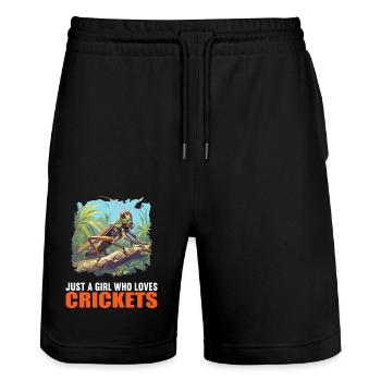 Grillen Grille - Stanley/Stella Unisex Bio Joggingshorts Trainer  - Schwarz - Vorne - Nik (191cm) & Marisol (170cm)