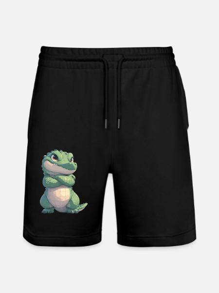 Krokodile Krokodil - Stanley/Stella Unisex Bio Joggingshorts Trainer  - Schwarz