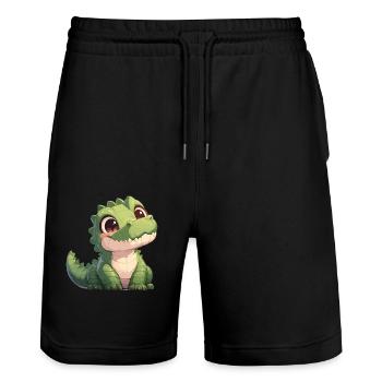 Crocodiles Crocodile - Short de jogging bio TRAINER Stanley/Stella unisexe - noir - Devant - Nik (191cm) & Marisol (170cm)