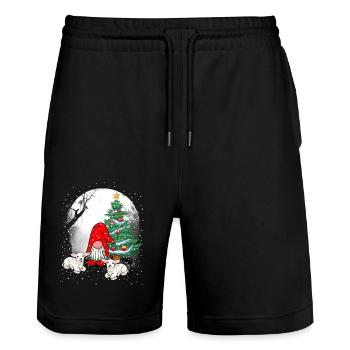 Saint-Nicolas Père Noël Habitant de la forêt Zerge - Short de jogging bio TRAINER Stanley/Stella unisexe - noir - Devant - Nik (191cm) & Marisol (170cm)