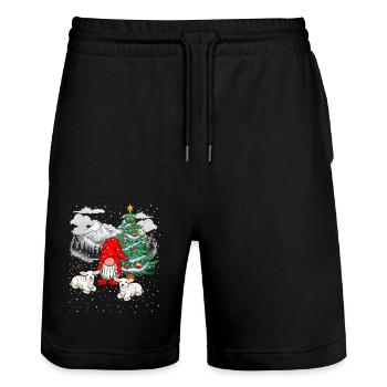 Nikolaus Santa Zwerge Christmas Xmas Troll - Stanley/Stella Unisex Bio Joggingshorts Trainer  - Schwarz - Vorne - Nik (191cm) & Marisol (170cm)